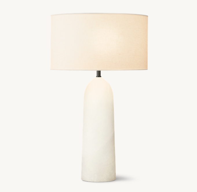 Shown in Alabaster with French Drum Linen Closed Shade, size E (sold separately).