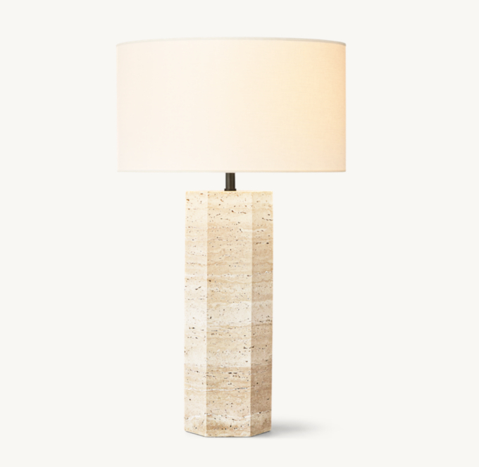 Shown in Travertine with French Drum Linen Closed Shade, size E (sold separately).
