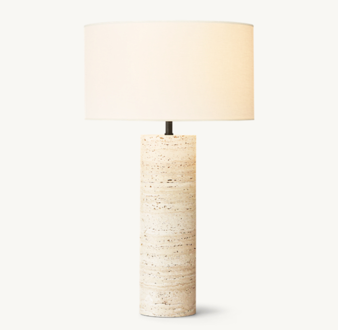 Sarezzo Travertine Cylindrical Table Lamp 