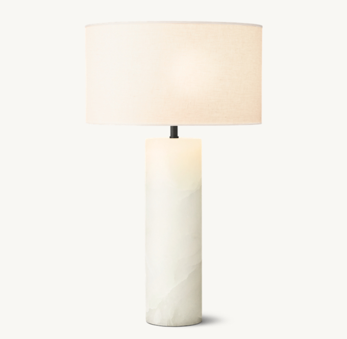 Sarezzo Alabaster Cylindrical Table Lamp 