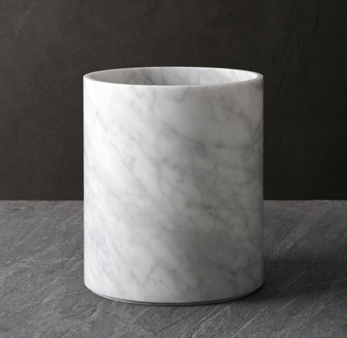 Italian Carrara Marble Wastebasket