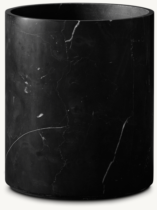 Black Marquina Marble Wastebasket 