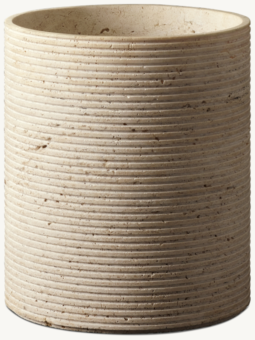 Ribbed Travertine Wastebasket - Classico