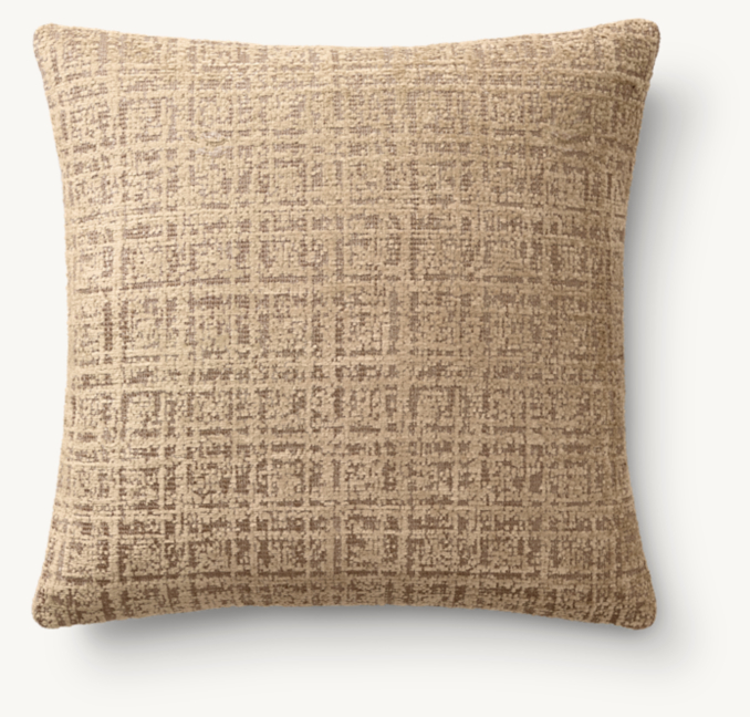 Overhead view of Italian Milana Grid Wrapped Pillow Cover - Square 
