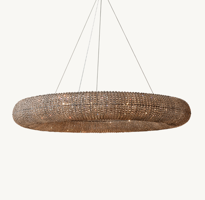 Crystal Halo Smoke Round LED Chandelier 59\"