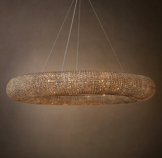 Crystal Halo Smoke Round Led Chandelier