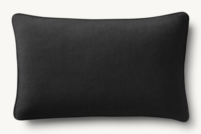 Overhead view of Holland & Sherry Wool Twill Piped Pillow Cover - Lumbar 