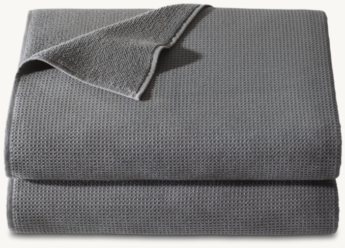 Front Stacked view of 500-Gram Waffle & Terry Solid Beach Towel 