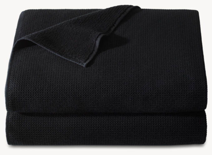 Front Stacked view of 500-Gram Waffle & Terry Solid Beach Towel 