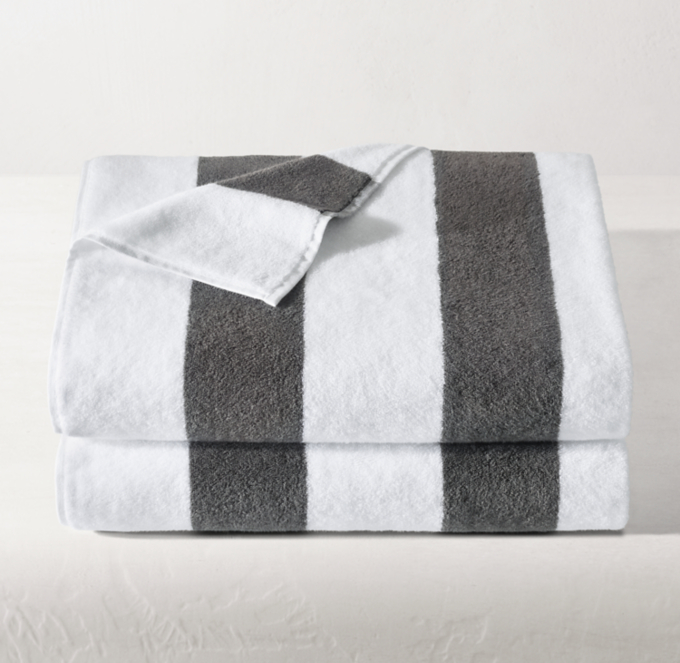 Dark Grey Beach Striped Towel