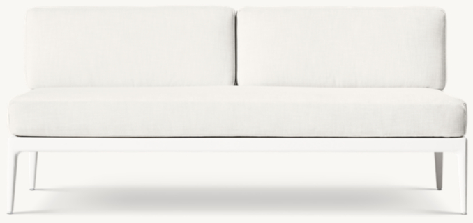 Front view of Laurel Aluminum Two-Seat Armless Sofa - Frame Only 