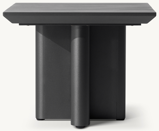 Vue de Face - Balmain Aluminium - Table D’Appoint Carrée - Fer