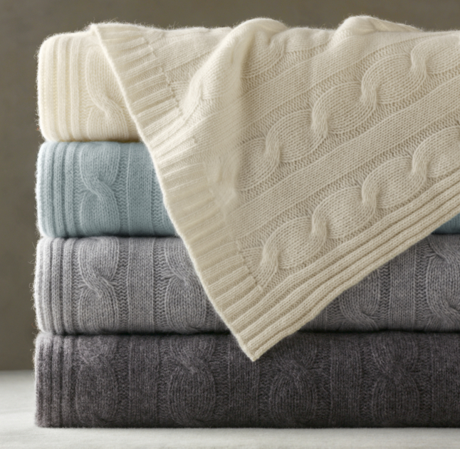 Cashmere Cable Knit Throw