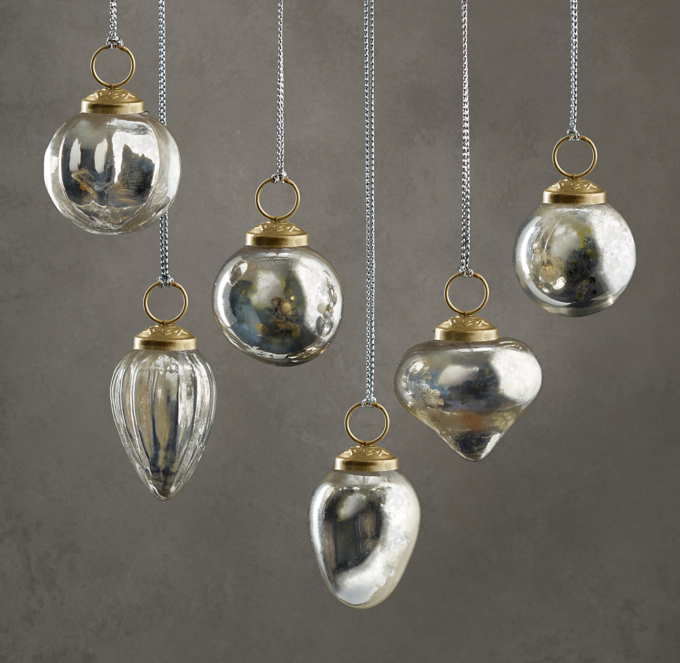 Vintage Handblown Glass Mini Ornaments (Set of 6) - Silver