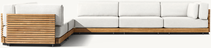 Caicos Teak Modular L-Sectional with Coffee Table