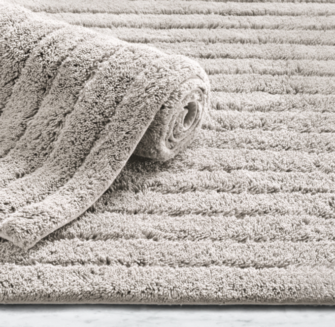 Ribbed Cotton Bath Rug, Mist | RH