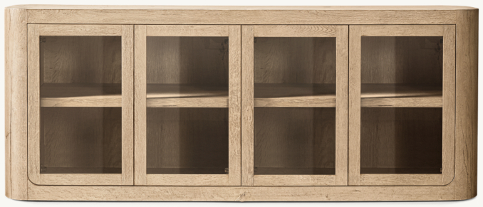 Front view of Oslo Glass 4-Door Sideboard 