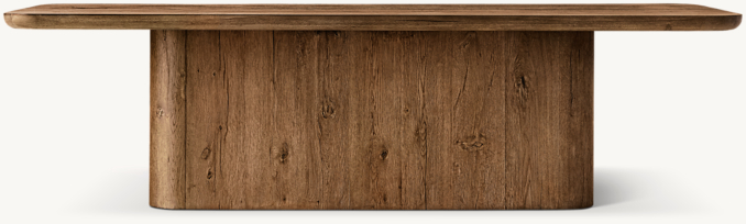 Vue de Face - Oslo - Table à Manger Rectangulaire à Piédestal - Chêne Brun Clair