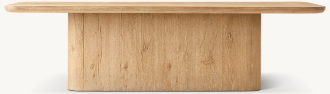Vue de Face - Oslo - Table à Manger Rectangulaire à Piédestal - Chêne Clair Vieilli