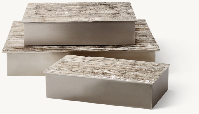 Textured Solid Brass Box - Wood Grain