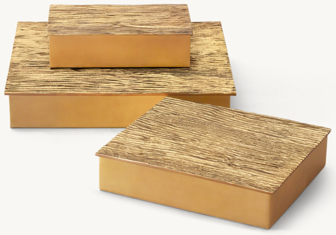 Textured Solid Brass Box - Wood Grain