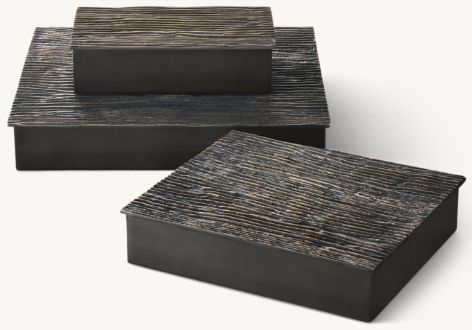 Textured Solid Brass Box - Wood Grain
