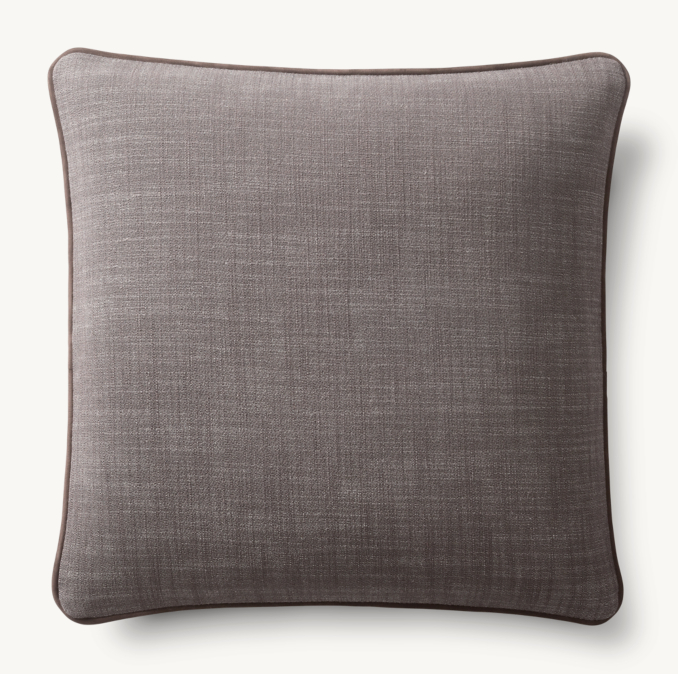 Overhead view of Italian Pietro Solid Piped Pillow Cover - Square 