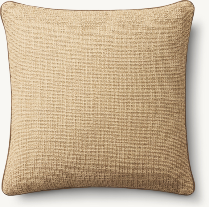 Overhead view of Italian Pietro Basket Weave Piped Pillow Cover - Square 