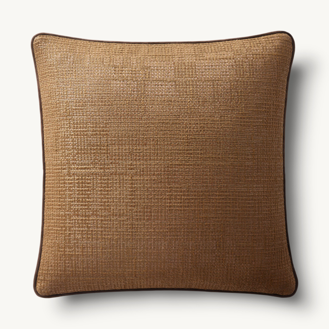 Overhead view of Italian Pietro Basket Weave Piped Pillow Cover - Square