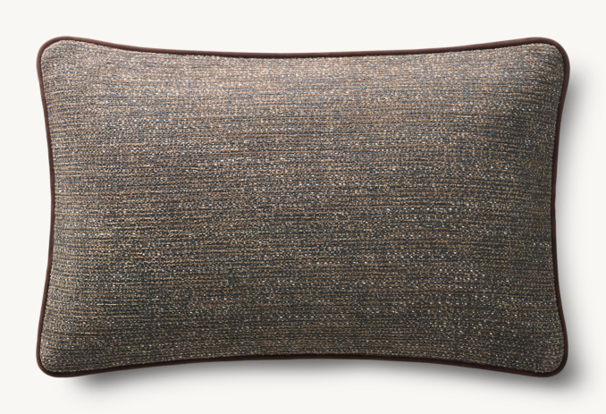 Vue en Hauteur - Pietro Italien - Housse de Coussin Italienne Jaspée Passepoilée Pietro - Rectangulaire - Gris Anthracite