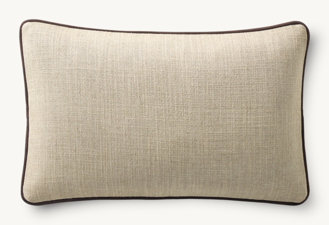 Overhead view of Italian Pietro Solid Piped Pillow Cover - Lumbar 