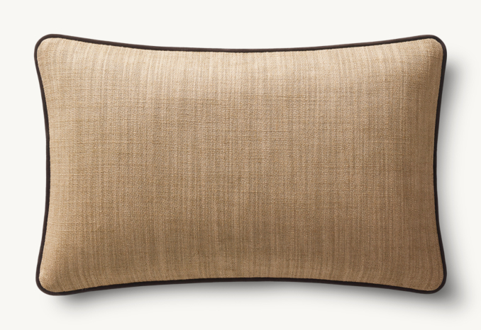 Overhead view of Italian Pietro Solid Piped Pillow Cover - Lumbar