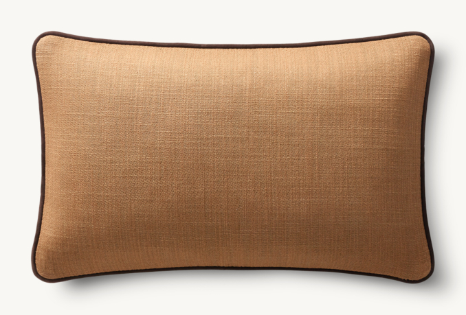 Vue en Hauteur - Pietro Italien - Housse de Coussin Italienne Passepoilée Unie Pietro - Rectangulaire - Poil de Chameau
