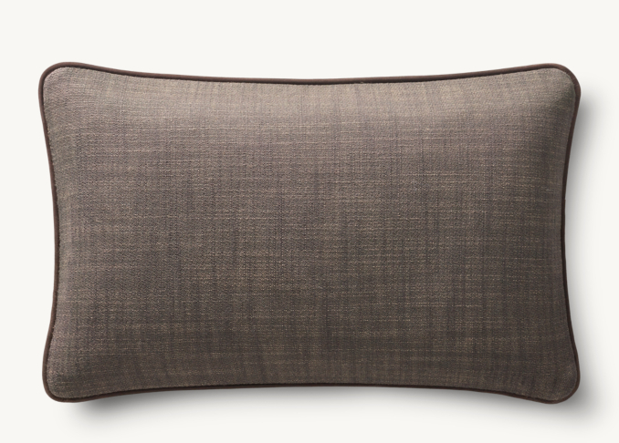 Overhead view of Italian Pietro Solid Piped Pillow Cover - Lumbar 