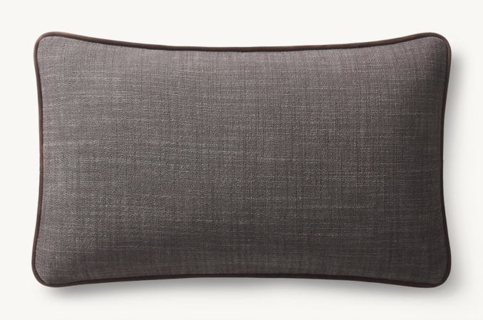 Overhead view of Italian Pietro Solid Piped Pillow Cover - Lumbar 