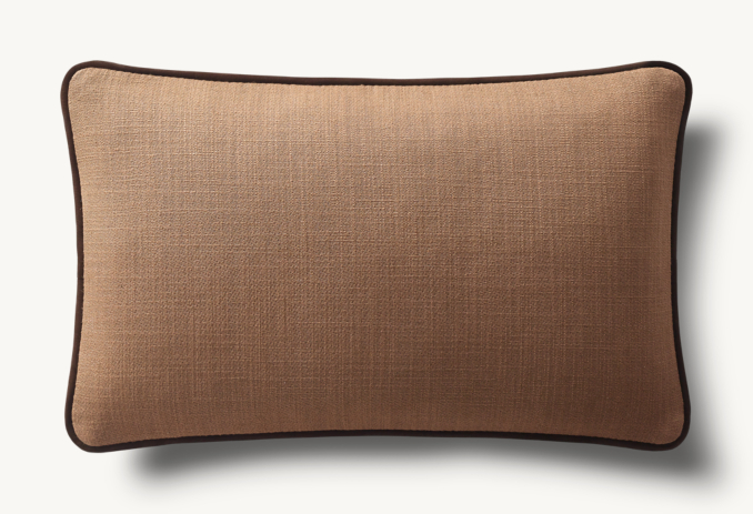 Overhead view of Italian Pietro Solid Piped Pillow Cover - Lumbar 