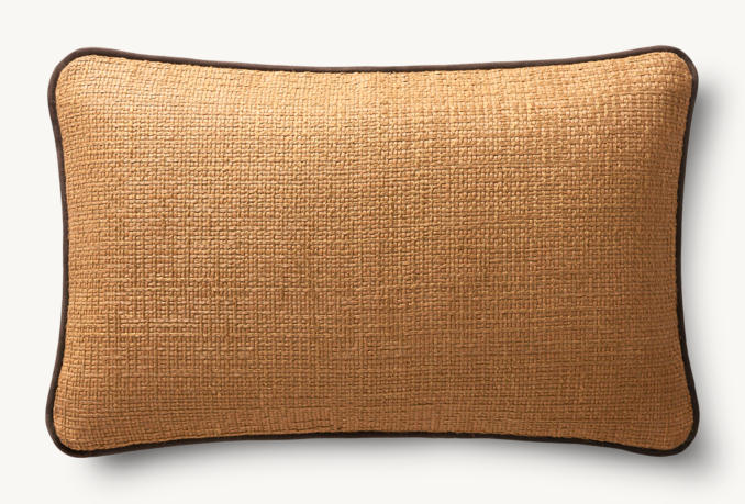 Overhead view of Italian Pietro Basket Weave Piped Pillow Cover - Lumbar 