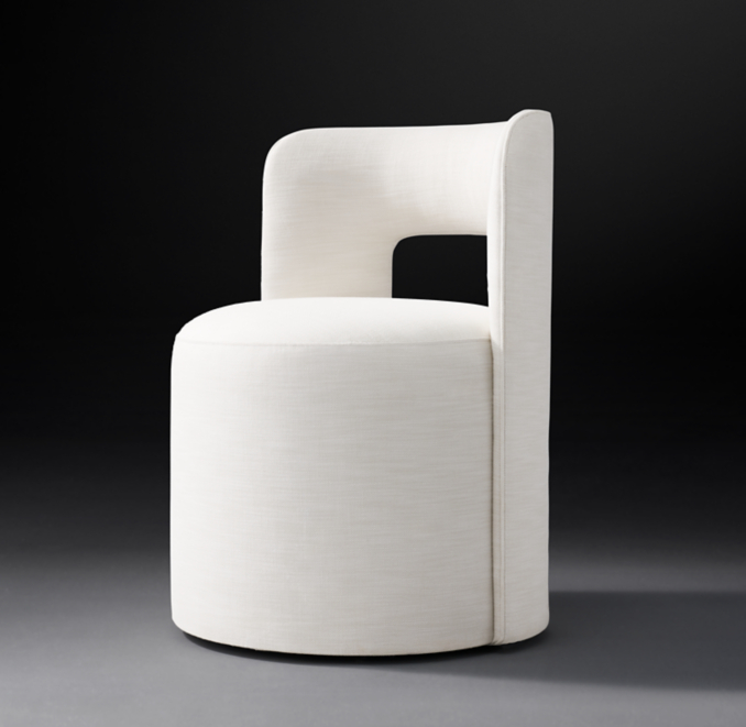 Three Quarter Back view of Reynaux Curve Open-Back Dining Chair 