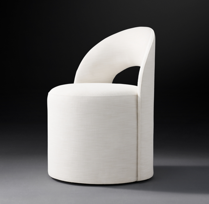 Three Quarter view of Reynaux Slope Open-Back Fabric Dining Chair 