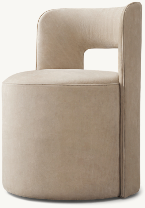 Reynaux Curve Open-Back Leather Dining Chair | RH