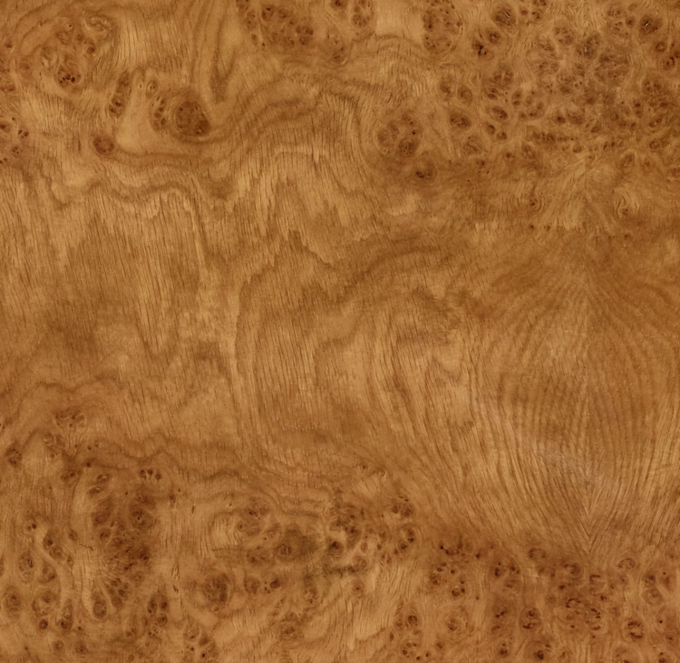 Shown in Caramel Oak Burl.