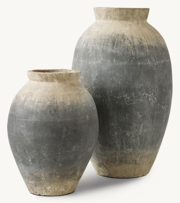 Front view of Weathered Clay Storage Vessel 