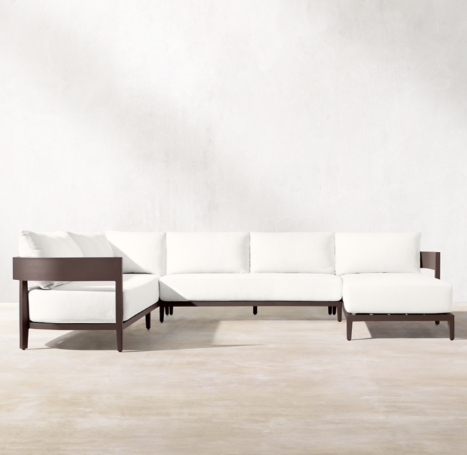 Balmain Aluminum USofa Chaise Sectional