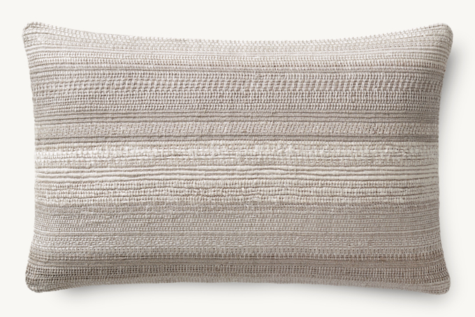 Alina Handwoven Banded Slub Pillow Cover - Lumbar