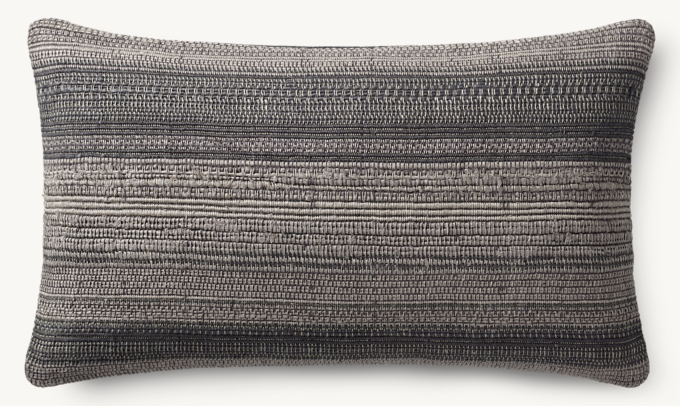 Alina Handwoven Banded Slub Pillow Cover - Lumbar