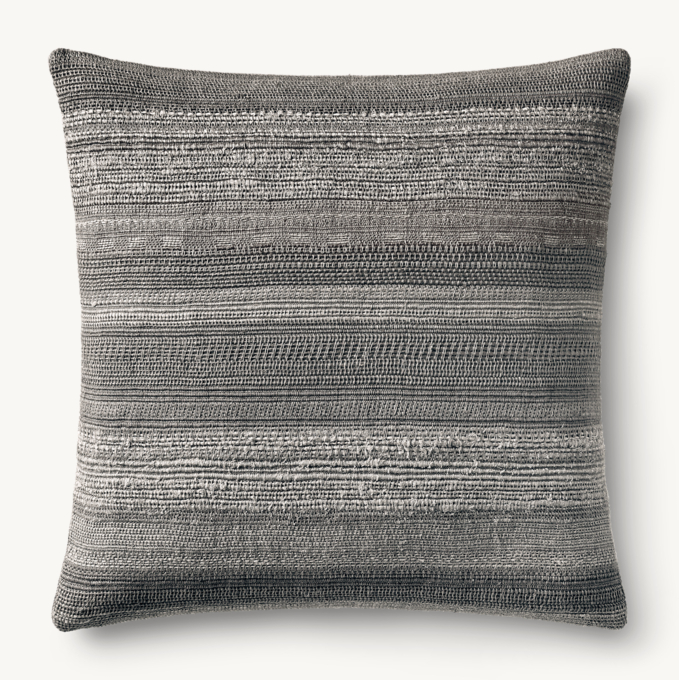 Alina Handwoven Banded Slub Pillow Cover - Square