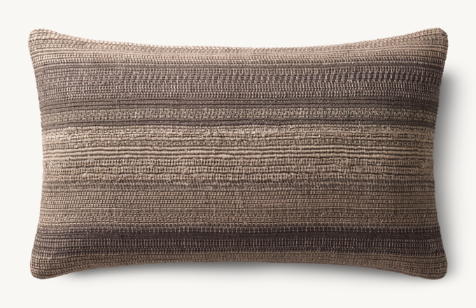 Alina Handwoven Banded Slub Pillow Cover - Lumbar