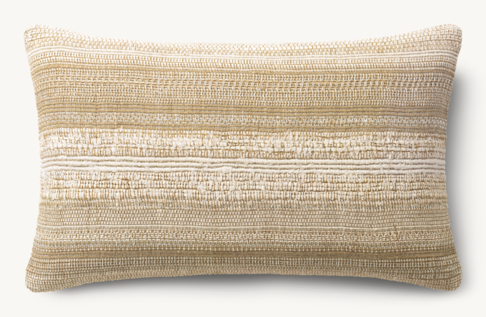 Alina Handwoven Banded Slub Pillow Cover - Lumbar