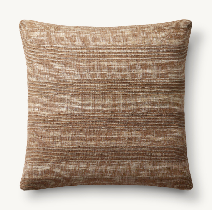 Vue en Hauteur - Naya - Housse de Coussin à Rayures Multiples Tissée à La Main - Carrée - Caramel Brûlé
