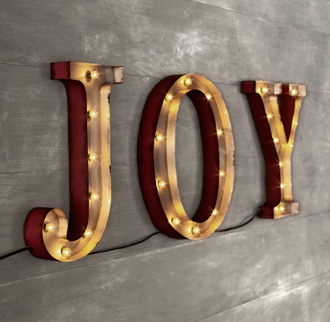 Vintage Illuminated Marquee Words - Joy